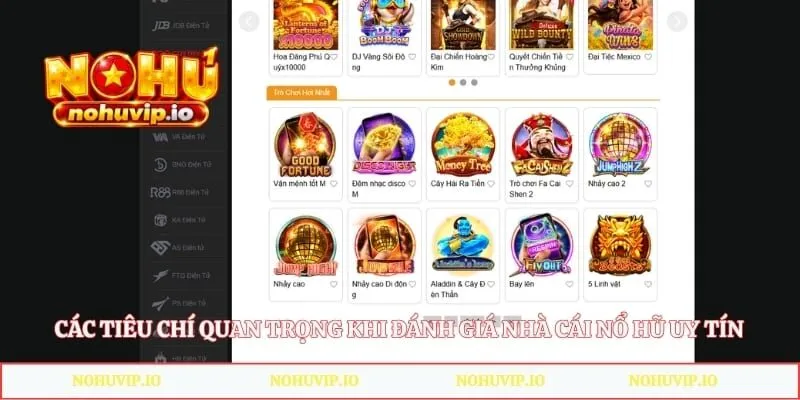 Các tiêu chí quan trọng khi đánh giá nhà cái nổ hũ uy tín