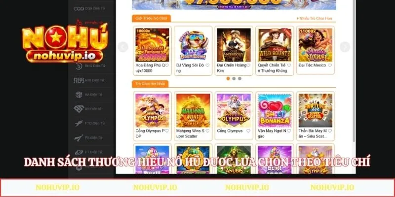 Danh sách thương hiệu nổ hũ được lựa chọn theo tiêu chí đánh giá